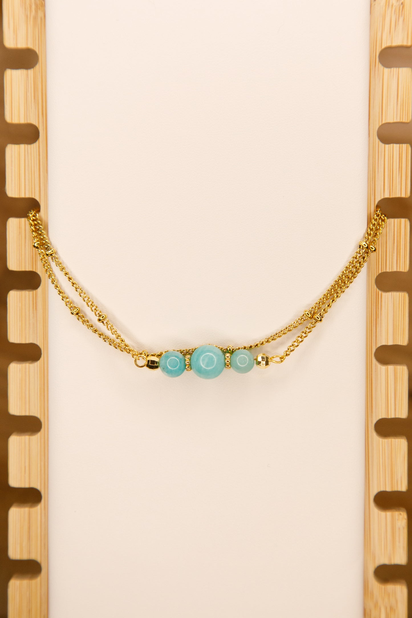 Bracelet fait main plaqué or en Amazonite