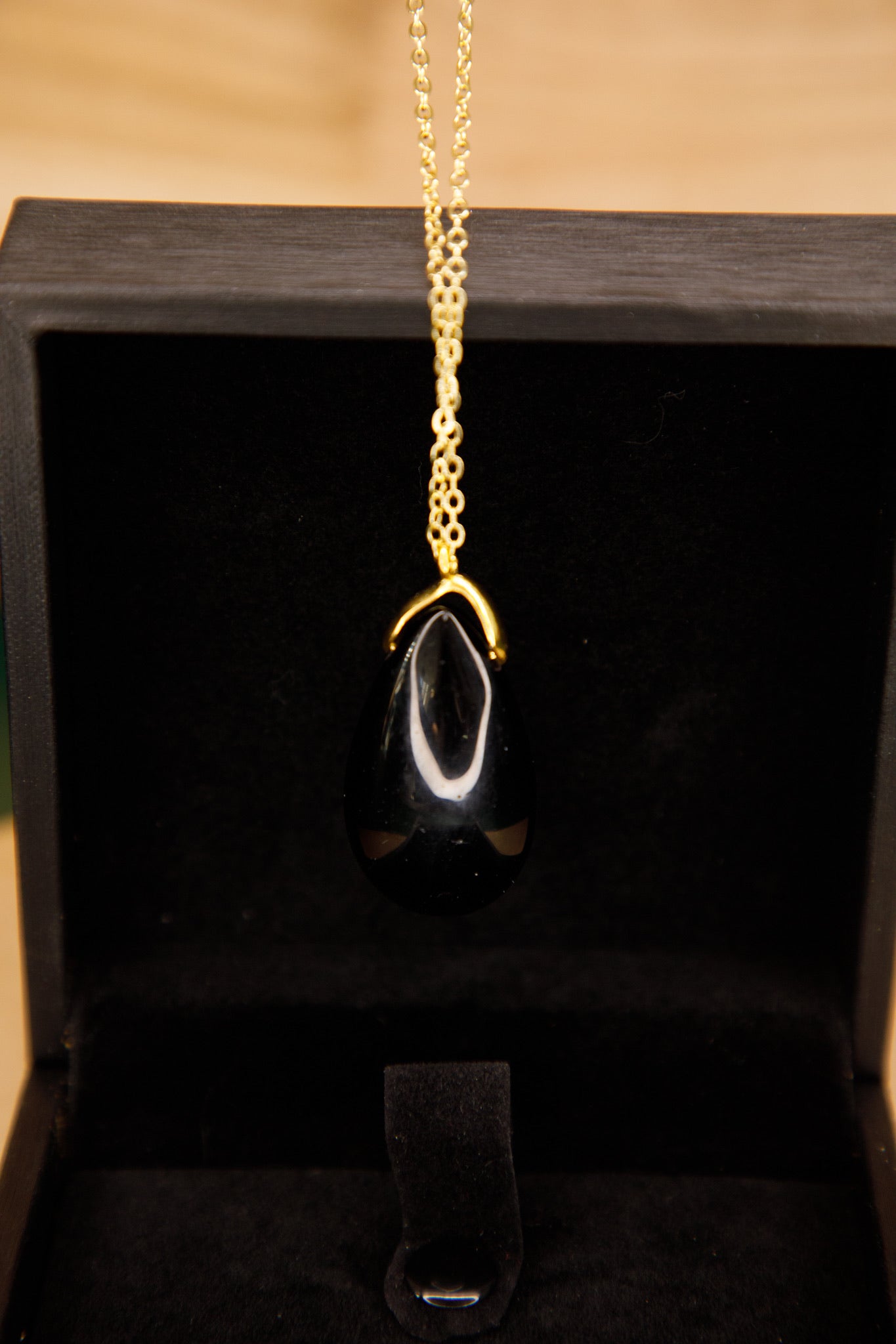 Sautoir en Obsidienne Noire