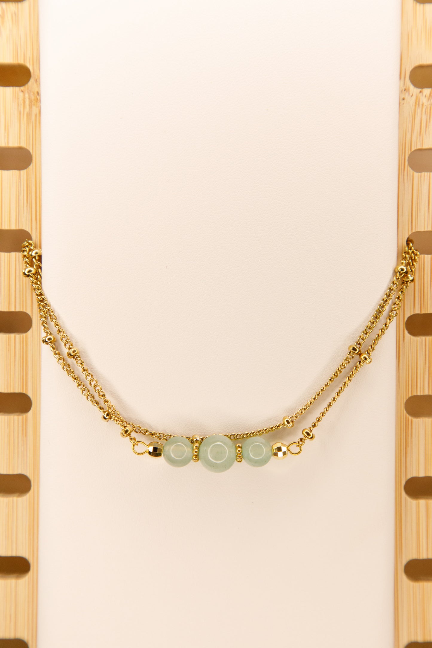 Bracelet fait main plaqué or en Aventurine Verte