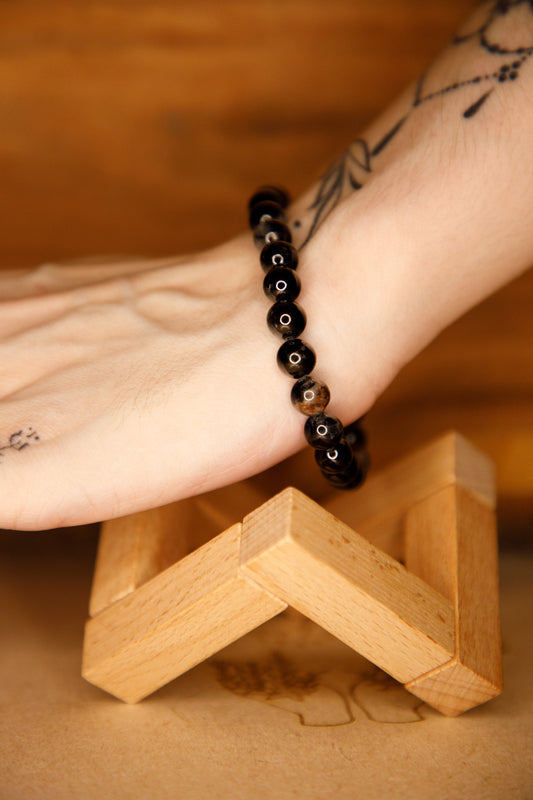 Bracelet Tourmaline Noire avec inclusions de quartz