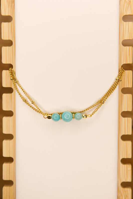 Bracelet fait main plaqué or en Amazonite