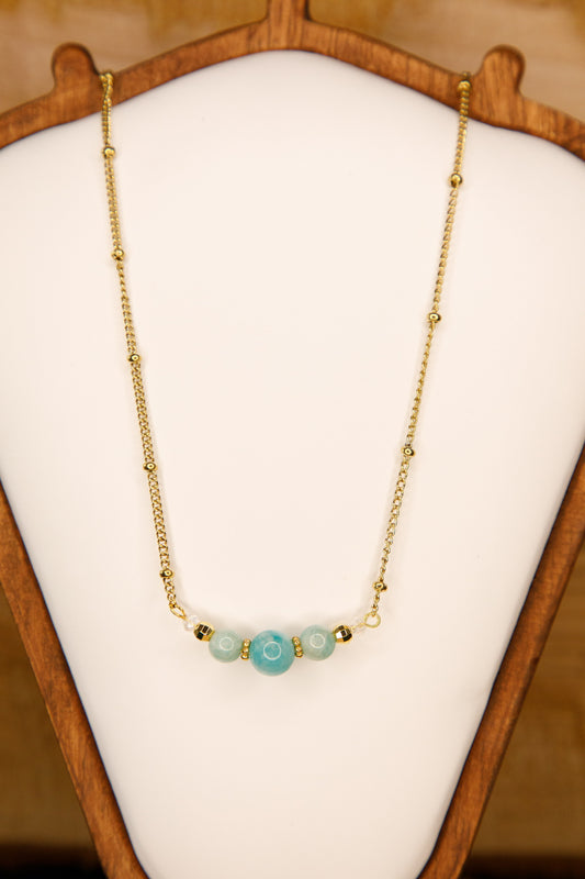 Collier fait main plaqué or en Amazonite