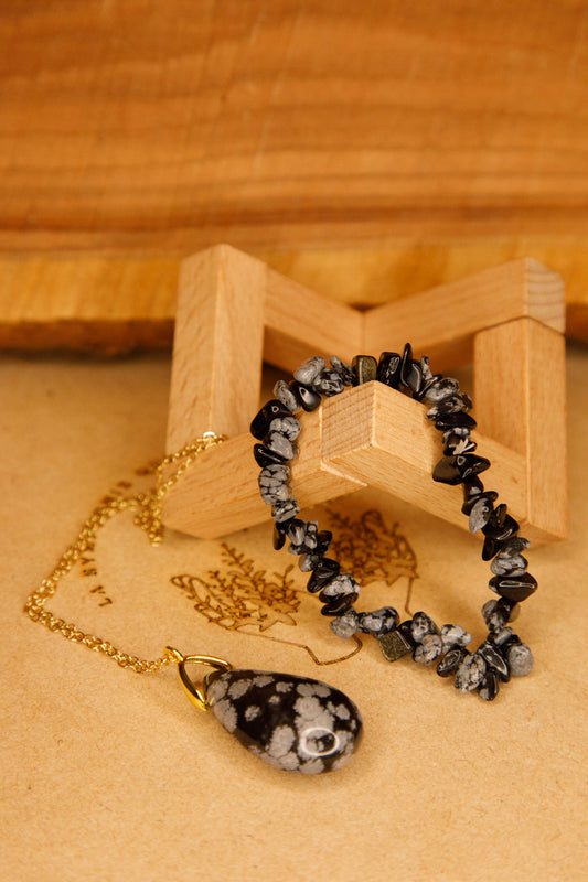 Bracelet baroque Obsidienne Flocon de Neige