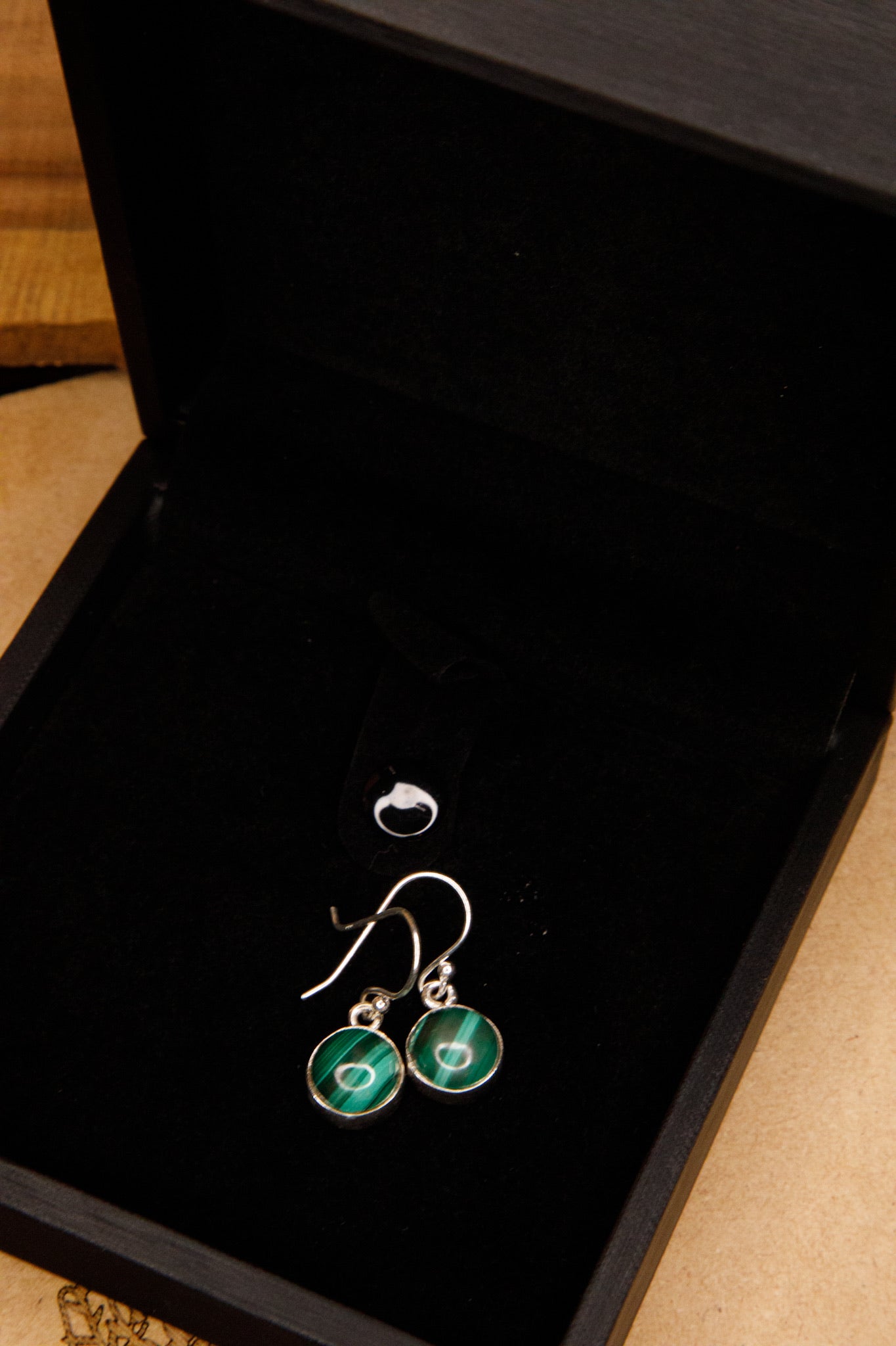 Boucles d'oreilles argent 925 Malachite