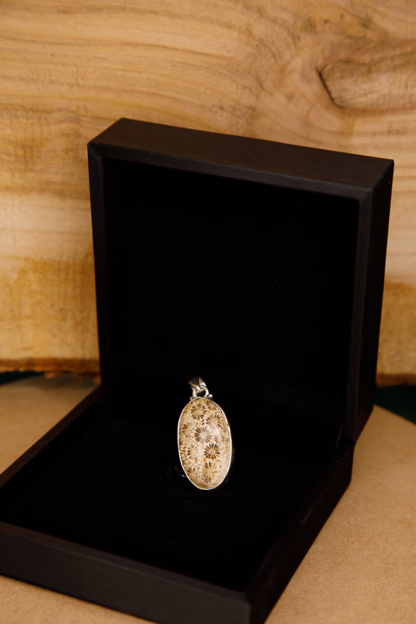 Pendentif argent 925 Corail Fossilisé