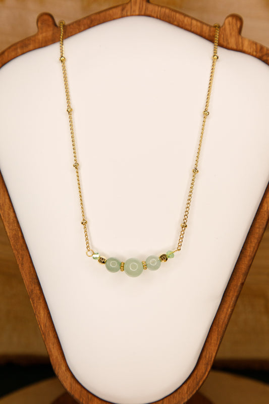 Collier fait main plaqué or en Aventurine Verte