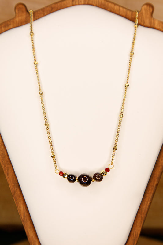 Collier fait main plaqué or en Grenat