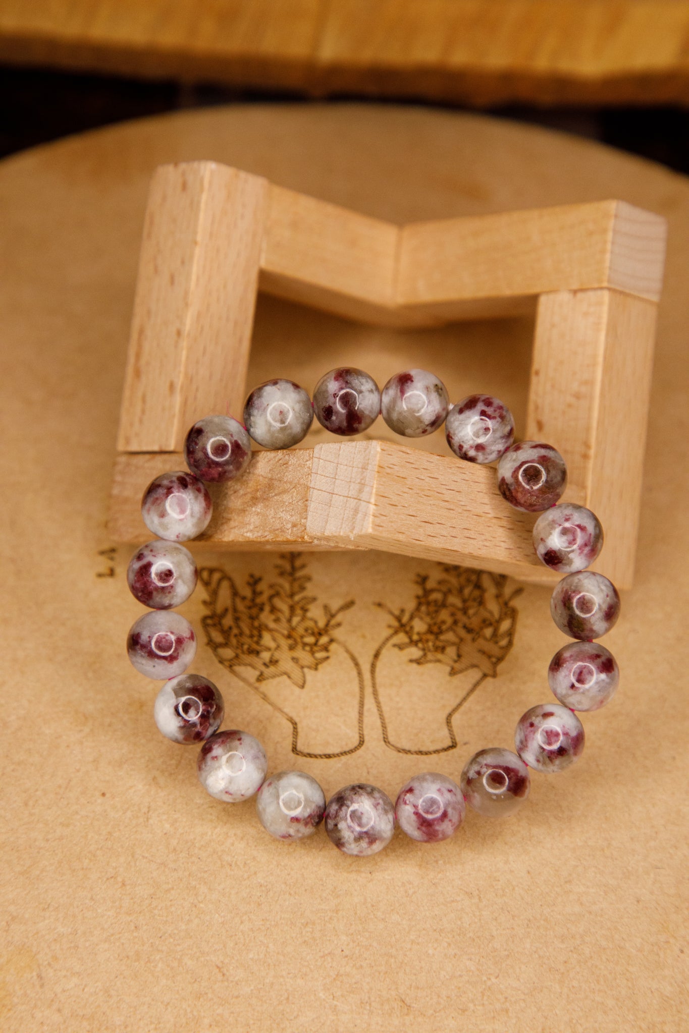 Bracelet boule Tourmaline Rose sur Quartz