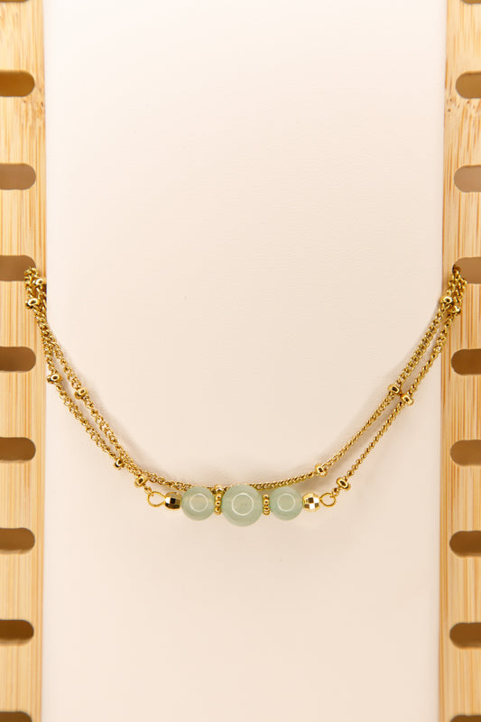 Bracelet fait main plaqué or en Aventurine Verte