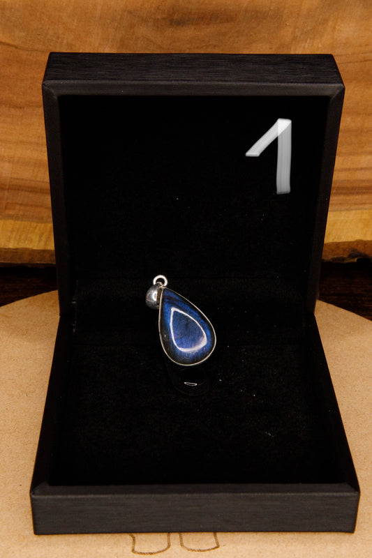 Pendentif argent 925 labradorite bleue