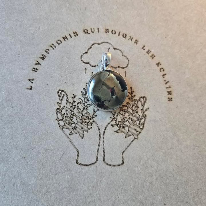 Pendentif Argent 925 Pyrite sur Magnétite